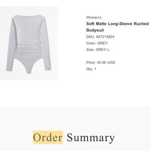 Abercrombie & Fitch Grey Soft Matte Long-Sleeve Ruched Bodysuit